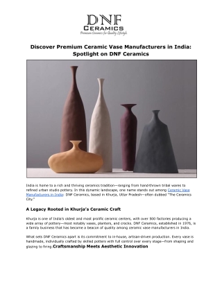 Discover Premium Ceramic Vase Manufacturers in India Spotlight on DNF Ceramics