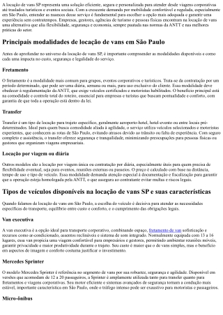 Locação de vans SP com conforto e segurança para seu evento urgente