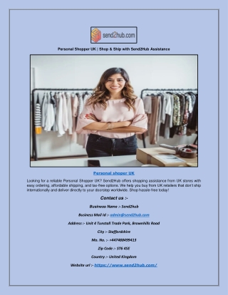 Personal Shopper UK | Shop & Ship with Send2Hub Assistance