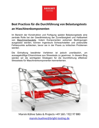Best Practices für die Durchführung von Belastungstests an Maschinenkomponenten