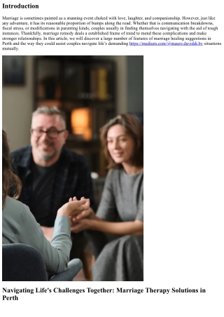 Navigating Life's Challenges Together: Marriage Therapy Solutions in Perth