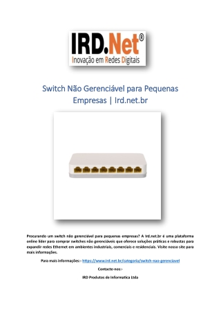 Switch Não Gerenciável para Pequenas Empresas | Ird.net.br