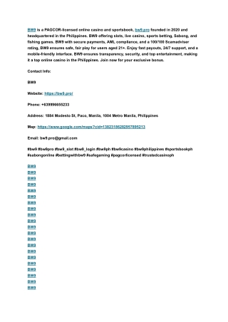 BW9 _ Trusted PAGCOR Licensed Online Casino & Sportsbook in the Philippines