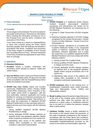 Review the Coverage Essentials of ProHealth Prime Active Plan by ManipalCigna