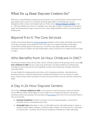 E - What Do 24 Hour Daycare Centers Do