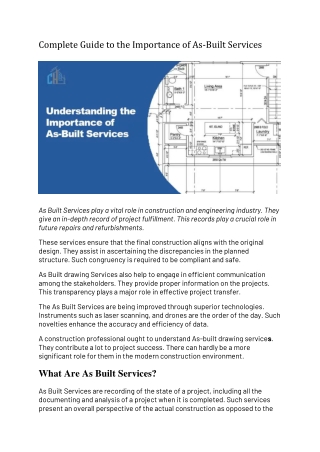 Complete Guide to the Importance of As-Built Services