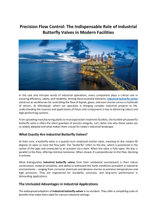 Precision Flow Control: The Indispensable Role of Industrial Butterfly Valves in