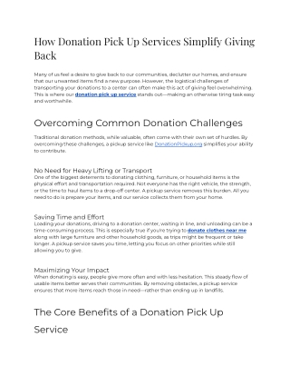 E - How Donation Pick Up Services Simplify Giving Back