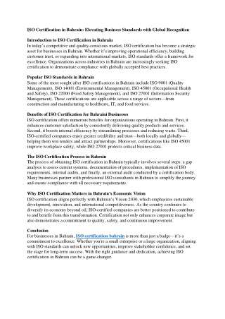 ISO Certification in Bahrain Elevating Business Standards with Global Recognition