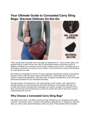 Your Ultimate Guide to Concealed Carry Sling Bags