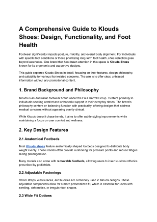 A Comprehensive Guide to Klouds Shoes