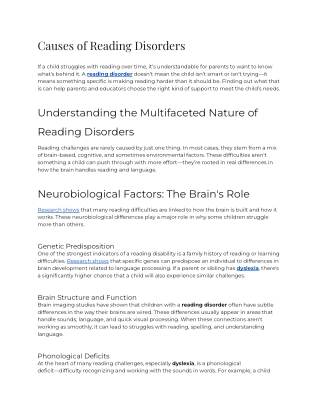 E - Causes of Reading Disorder