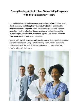 Improving Antimicrobial Stewardship with Multidisciplinary Teams | MedicsHub