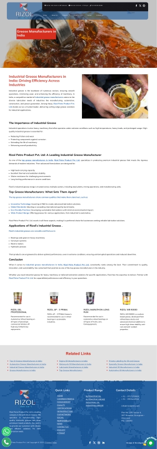 India’s Trusted Grease Exporters