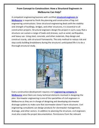 From Concept to Construction How a Structural Engineers in Melbourne Can Help