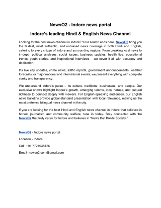 NewsO2 - Indore News channel