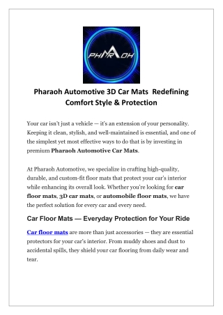 Redefining Comfort and Style with Premium Car Mats