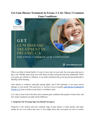 Top 3 Common Gum Conditions That Require Gum Disease Treatment in Fresno, CA