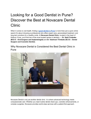 Looking for a Good Dentist in Pune_ Discover the Best at Novacare Dental Clinic