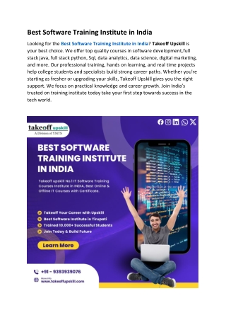 Best Software Training Institute in India