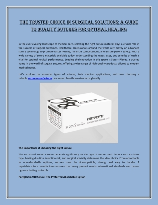 The Trusted Choice in Surgical Solutions