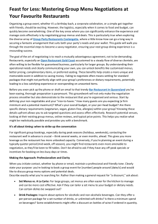 Feast for Less Mastering Group Menu Negotiations at Your Favourite Restaurants