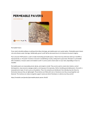 Permeable pavers