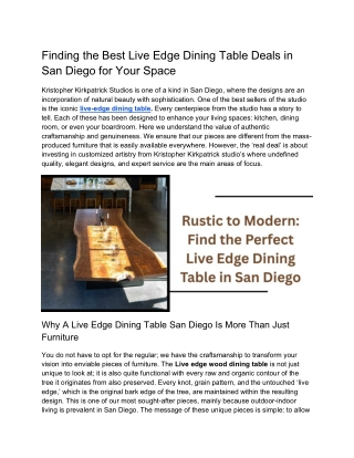 Finding the Best Live Edge Dining Table Deals in San Diego for Your Space
