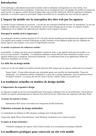 L'impact du mobile sur la conception des sites web par les agences