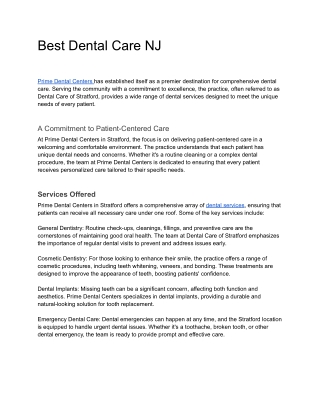 Best Dental Care NJ