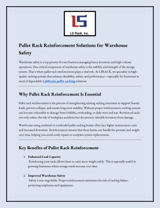 Pallet Rack Reinforcement Solutions for Warehouse Safety