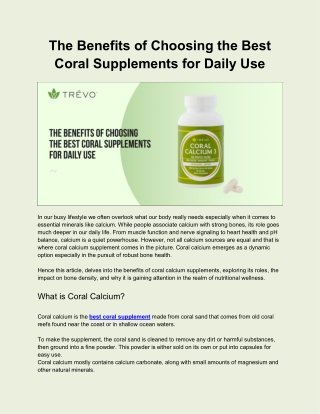 The Benefits of Choosing the Best Coral Supplements for Daily Use