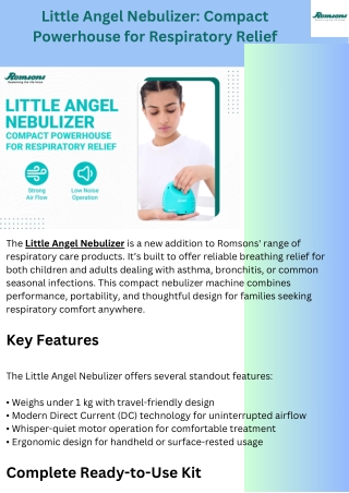 Little Angel Nebulizer: Compact Powerhouse for Respiratory Relief