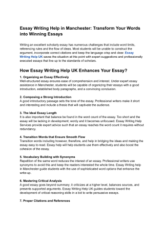 Essay Writing Help in Manchester_ Transform Your Words into Winning Essays