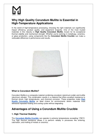 Why High Quality Corundum Mullite is Essential in High