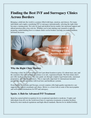 Finding the Best IVF and Surrogacy Clinics Across Borders