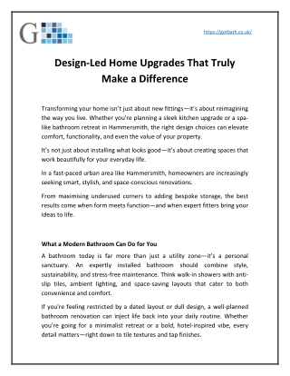 Design-Led Home Upgrades That Truly Make a Difference