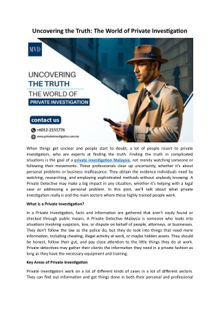 Uncovering the Truth The World of Private Investigation