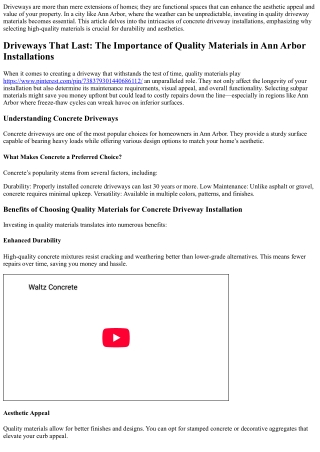 Driveways That Last: The Importance of Quality Materials in Ann Arbor Installati