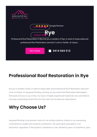 Roof Restoration Rye