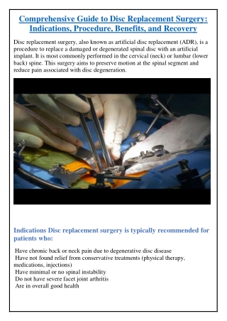 Comprehensive Guide to Disc Replacement Surgery
