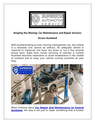 Car Maintenance and Repair Services Across Auckland