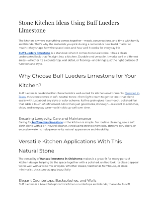 E - Stone Kitchen Ideas Using Buff Lueders Limestone