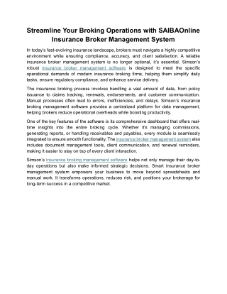 Streamline Your Broking Operations with Insurance Broker Management System