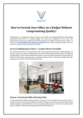 How to Furnish Your Office on a Budget Without Compromising Quality?