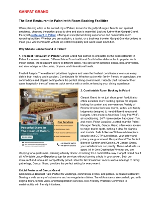 The Best Restaurant in Palani with Room Booking Facilities (1)