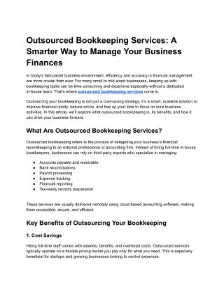 Outsourced Bookkeeping: The Smarter Path to Scalable Business Growth