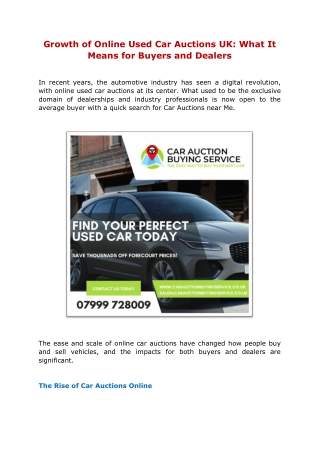 Growth of Online Used Car Auctions UK What It Means for Buyers and Dealers