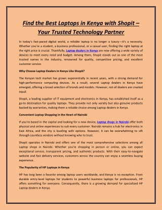 Find the Best Laptops in Kenya with Shopit – Your Trusted Technology Partner