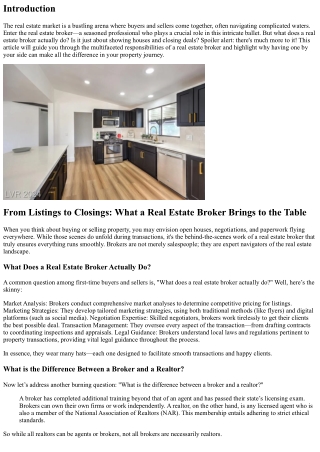 From Listings to Closings: What a Real Estate Broker Brings to the Table